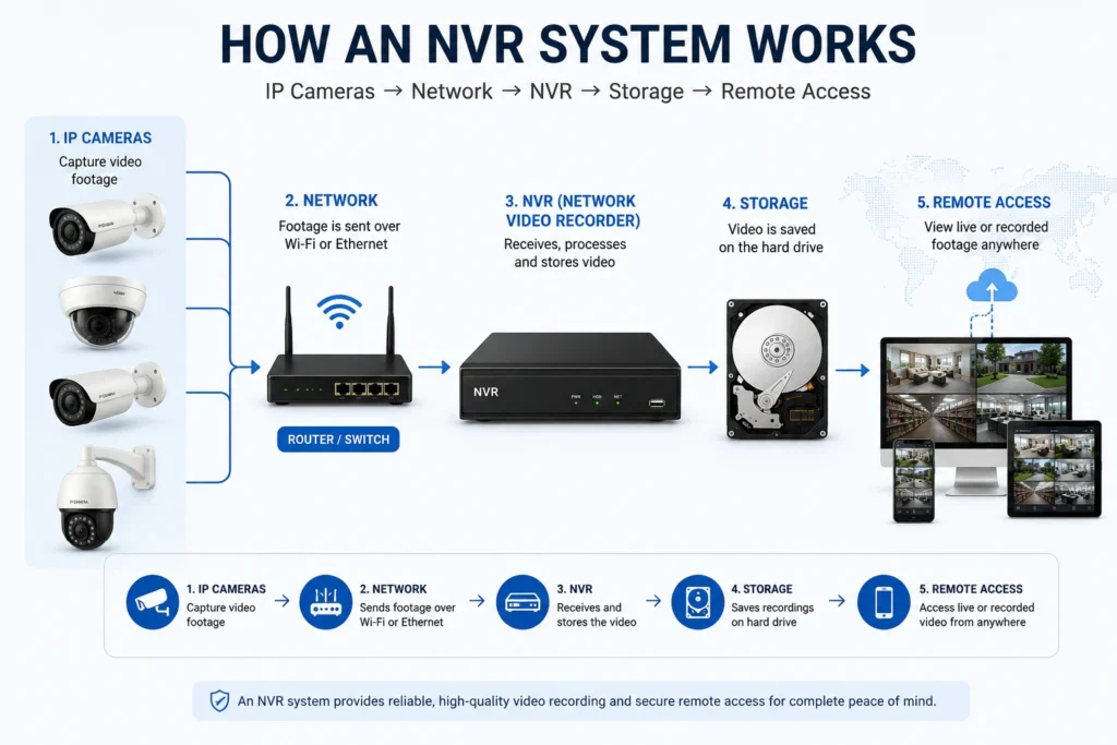 How an NVR System works with IP cameras