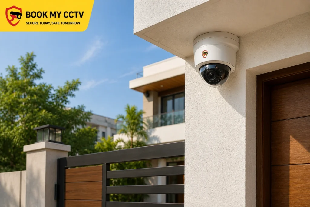 CCTV dome camera installed above front door Indian house