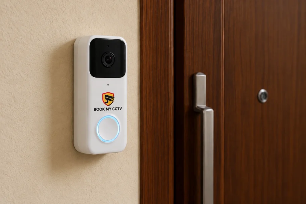video doorbell mounted on apartment door India