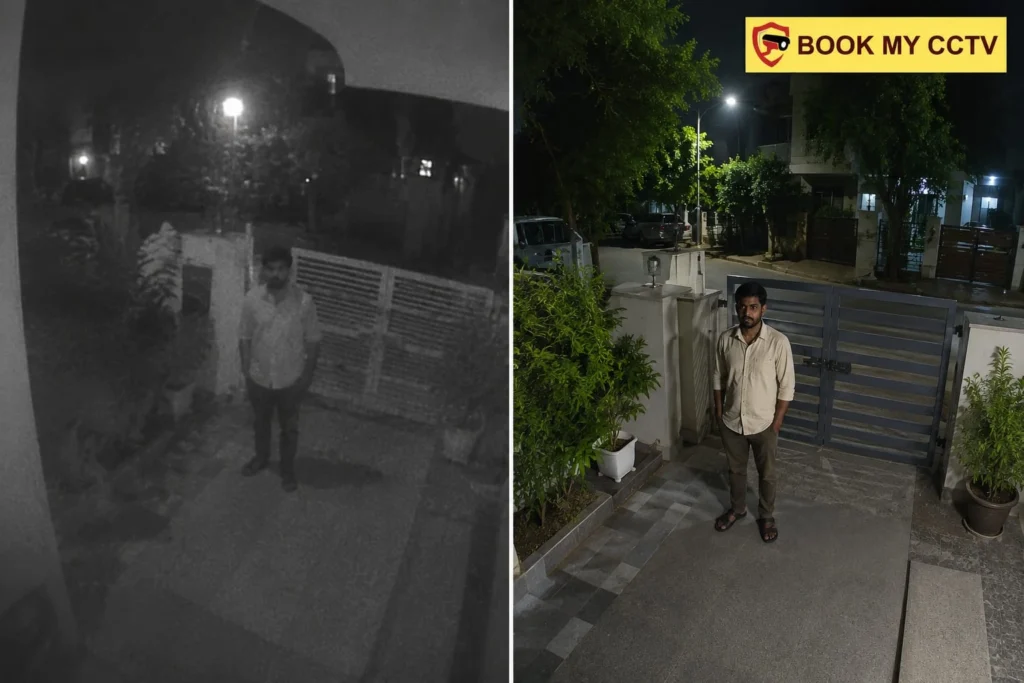 CCTV colour night vision vs video doorbell night footage India