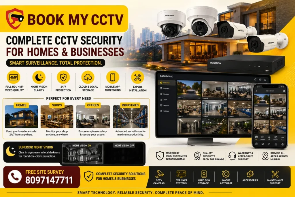 Complete CCTV camera security system for Mumbai homes and businesses