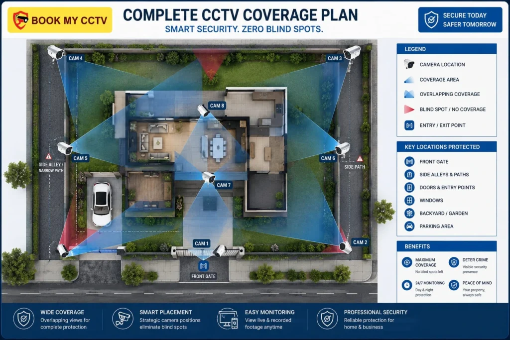 CCTV camera coverage map showing overlapping angles