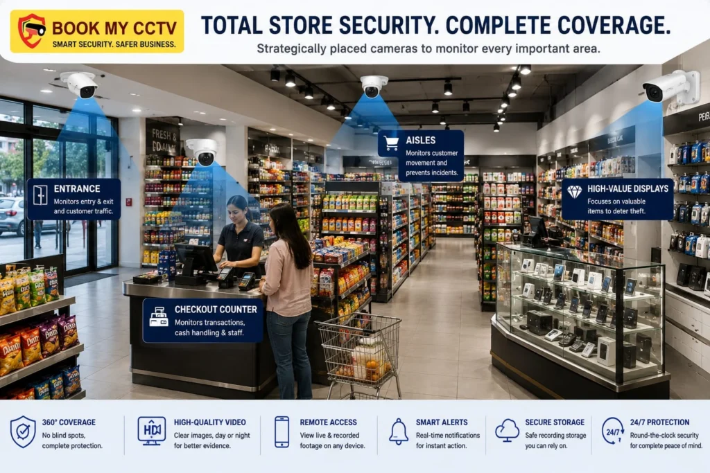 CCTV camera locations inside a retail store